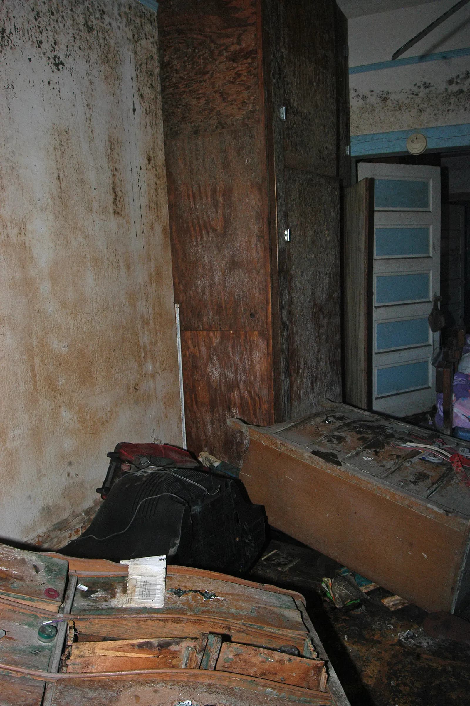 Mold-stained walls in a water-damaged room. Shown on the Supply-line mold page for Murfreesboro, TN.